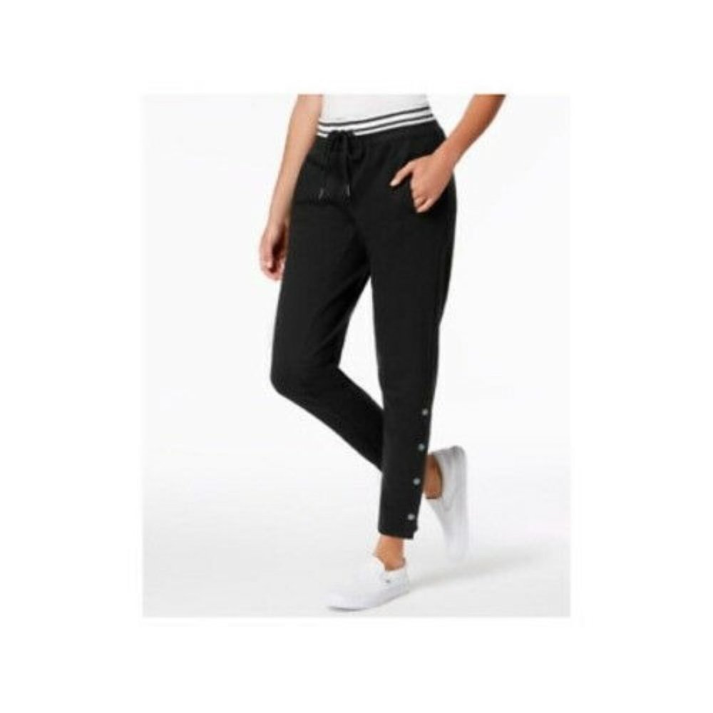 Ultra Flirt Women Juniors Small Black Snapped Drawstring Jogger Pants Lounge